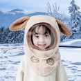 thumbnail image 6 of segolike Face Hat Windproof Animal Ears Hat Balaclava Removable Hooded Hat Face Cover for Camping Children Skiing Rabbit Ears Beige, 6 of 8