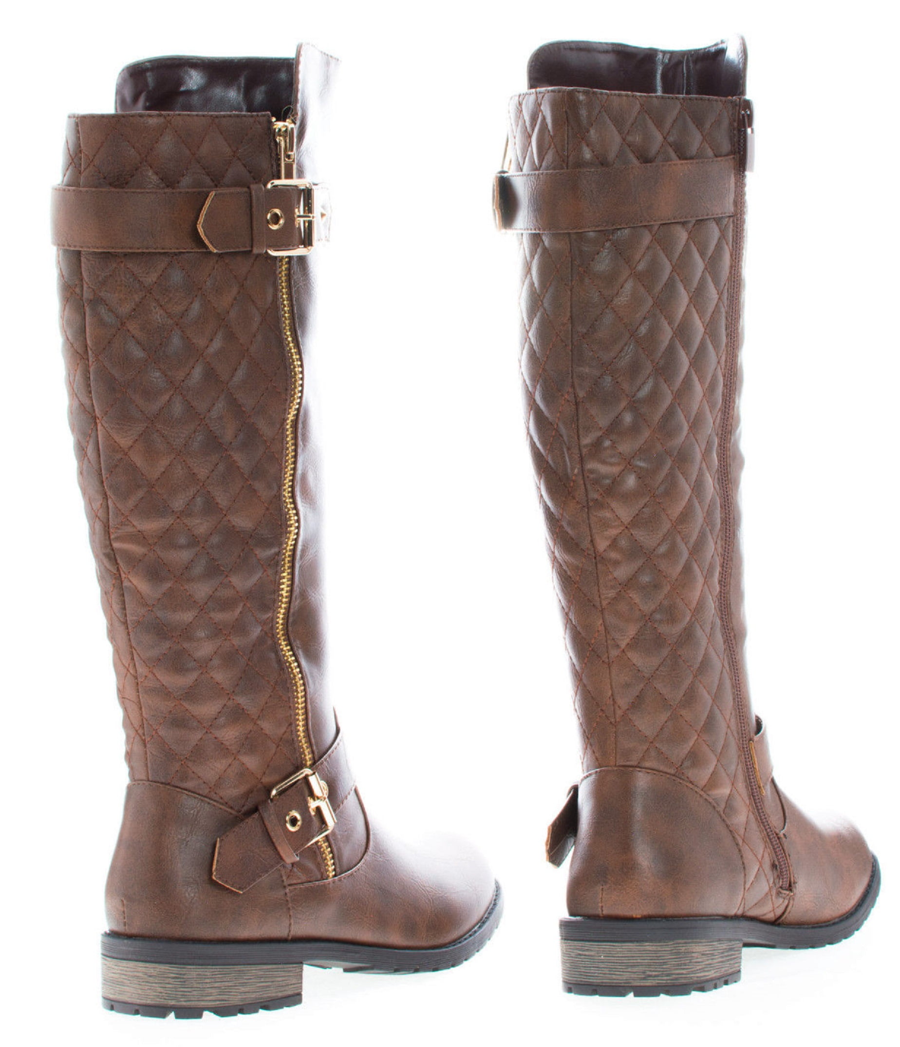 Shaft Side Quilted Zipper Knee High 