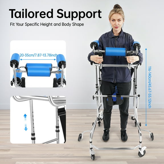 Walking Aid, Floorstanding, 8 Wheels (6 with Brakes), Suitable for Elderly, Hemiplegic & Postoperative Rehabilitation Patients