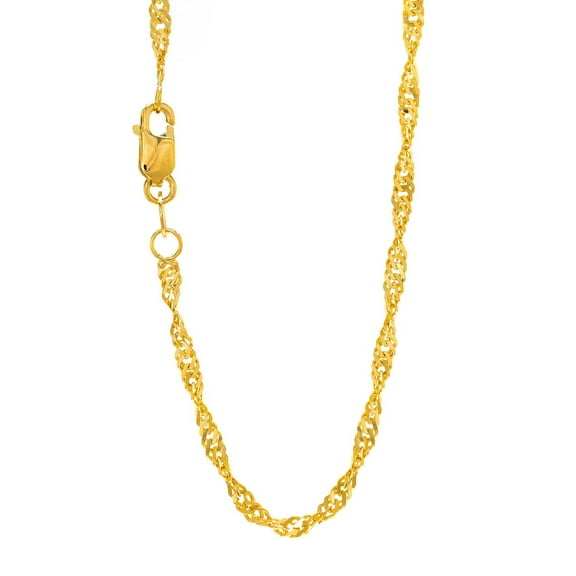 JewelStop 14k Solid Yellow Gold 2.1mm Singapore Chain Necklace 20" Lobster Claw - 3.55gr.
