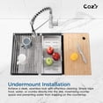 thumbnail image 5 of COZY Stainless Steel Kitchen Sink, Single Bowl, Undermount Handmade Sink in Brushed, with Cutting Board, Colander, Grid, 5 of 12