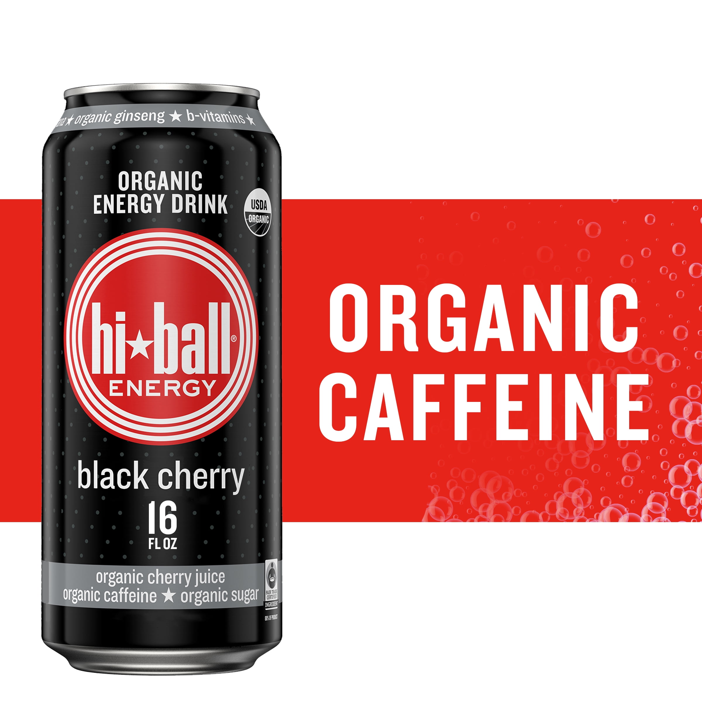 HiBall Energy Certified Organic Energy Drink, Black Cherry, 16 fl. oz