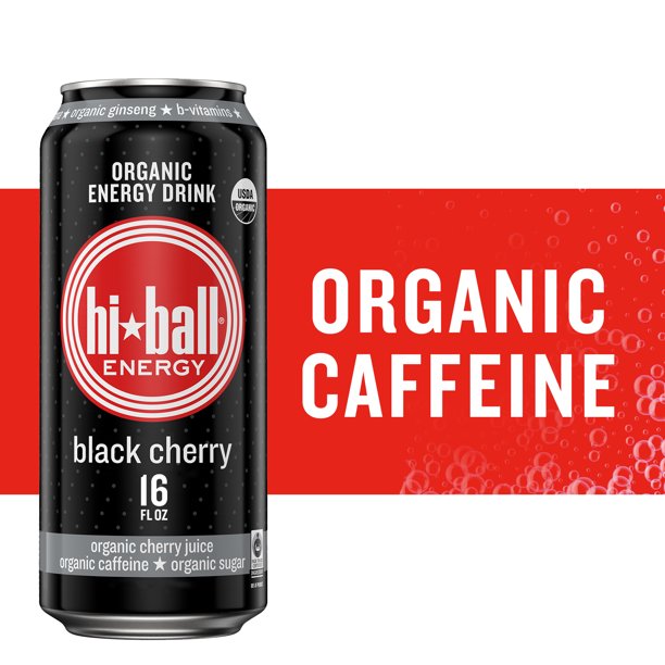 HiBall Energy Certified Organic Energy Drink, Black Cherry, 16 fl. oz