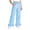Blue, variant on Loopsun Kids 5-15Years Summer Plaid Ruffle Full Length Pants Elastic Waist Comfortable with Pocket