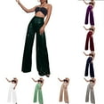 thumbnail image 5 of BUYISI Women Wide Leg Pants Long Solid Bright Beaded Casual Trousers Loose Club Wear White S, 5 of 9