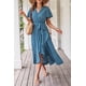 thumbnail image 4 of Vestido PRETTYGARDEN Maxi Bohemio Floral con Escote Cruzado en V Azul Talla Grande, 4 of 7