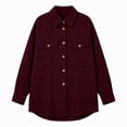 thumbnail image 5 of Mifsaly Womens Waffle Knit Shacket Lapel Collar Button Down Long Sleeve Shirt Jacket Relaxed Fit Work Office Daily Casual Fall Outerwear Wine,L, 5 of 7