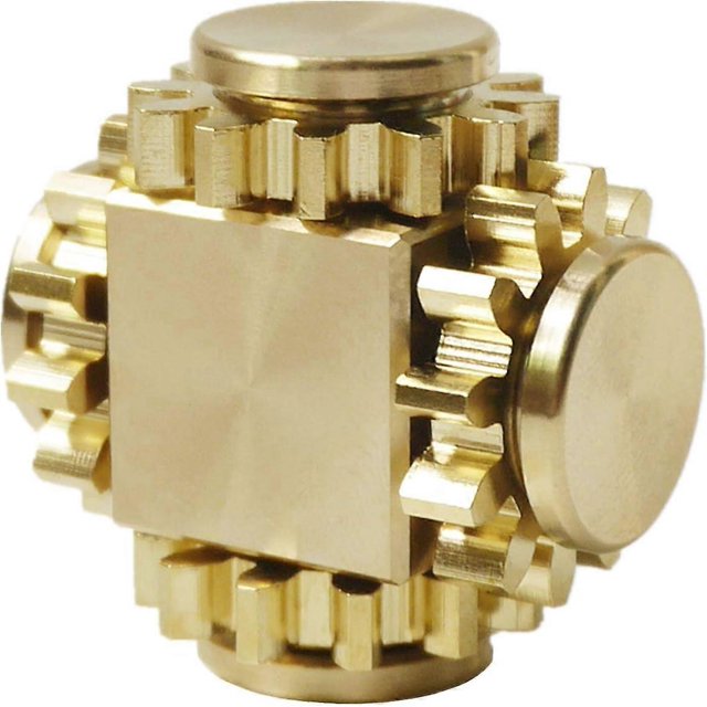 Fidget Cube Spinner, juego de dedos con 4 marchas, metal de latón con rodamientos ultrasuaves, mecanismo duradero - Dorado