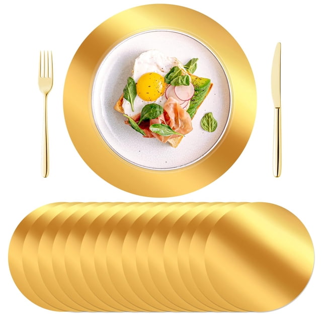 Placemats KesaPlan - Papel desechable redondo dorado (100 unidades, 33 cm)