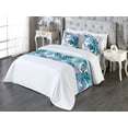 thumbnail image 3 of Tropical Boho Bed Runner Set, Soft Colors Palm Tree Leaves with Memphis Art Ornaments Abstract, Decorative Bedding Scarf & 2 Pillow Shams for Hotels Homes, Queen, Seafoam Lilac Sea Blue, by Ambesonne, 3 of 3