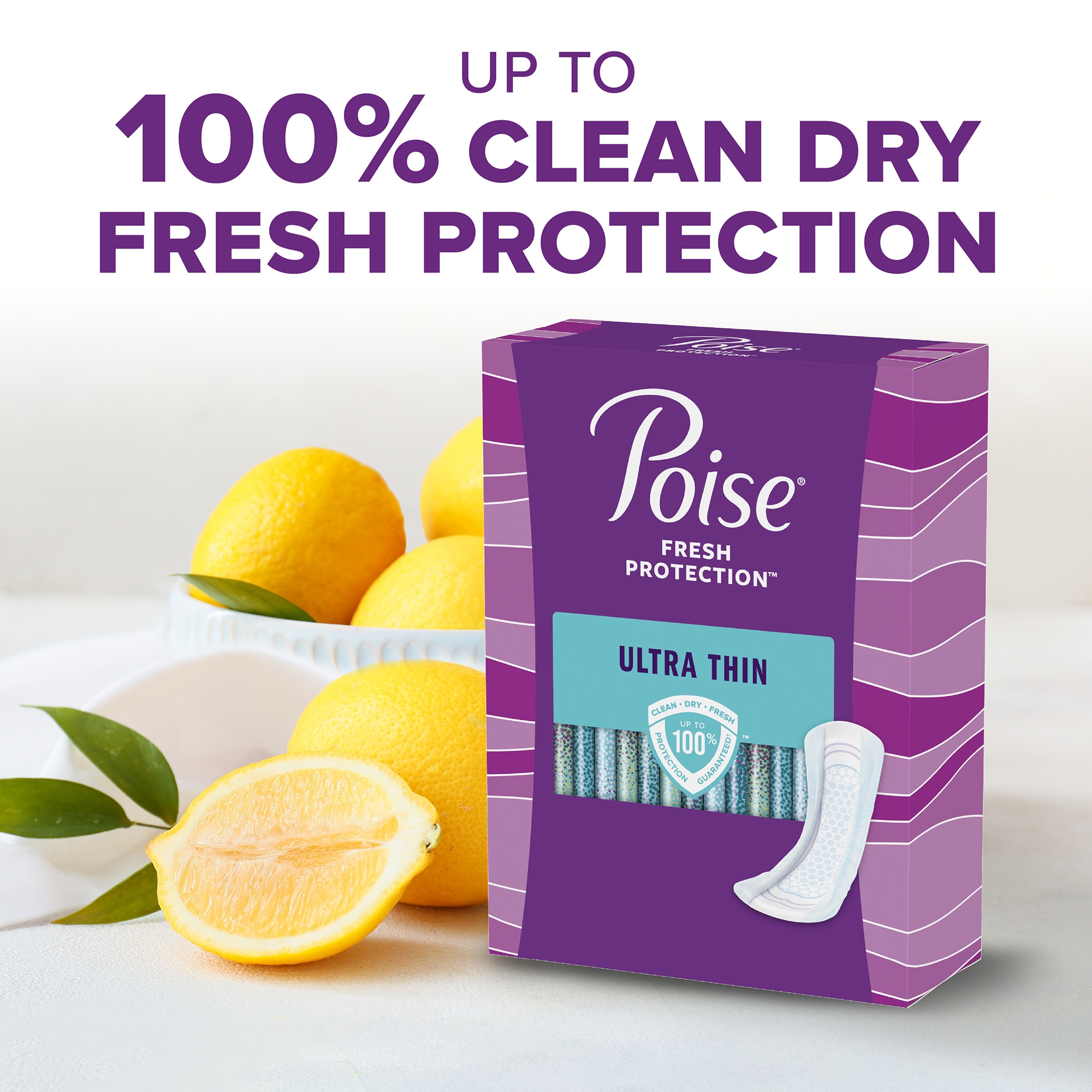 Poise Fresh Protection Ultra Thin Female Incontinent Pad Long Length 14.1 Inch Length 54352, 54, 72 Ct