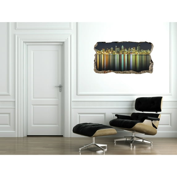 Startonight 3D Mural Wall Art Photo Decor Colored City Lights in the Water Amazing Dual View Surprise Wall Mural Wallpaper for Bedroom Beach Wall Paper Gift Medium 32.28 ?? By 59.06 ??