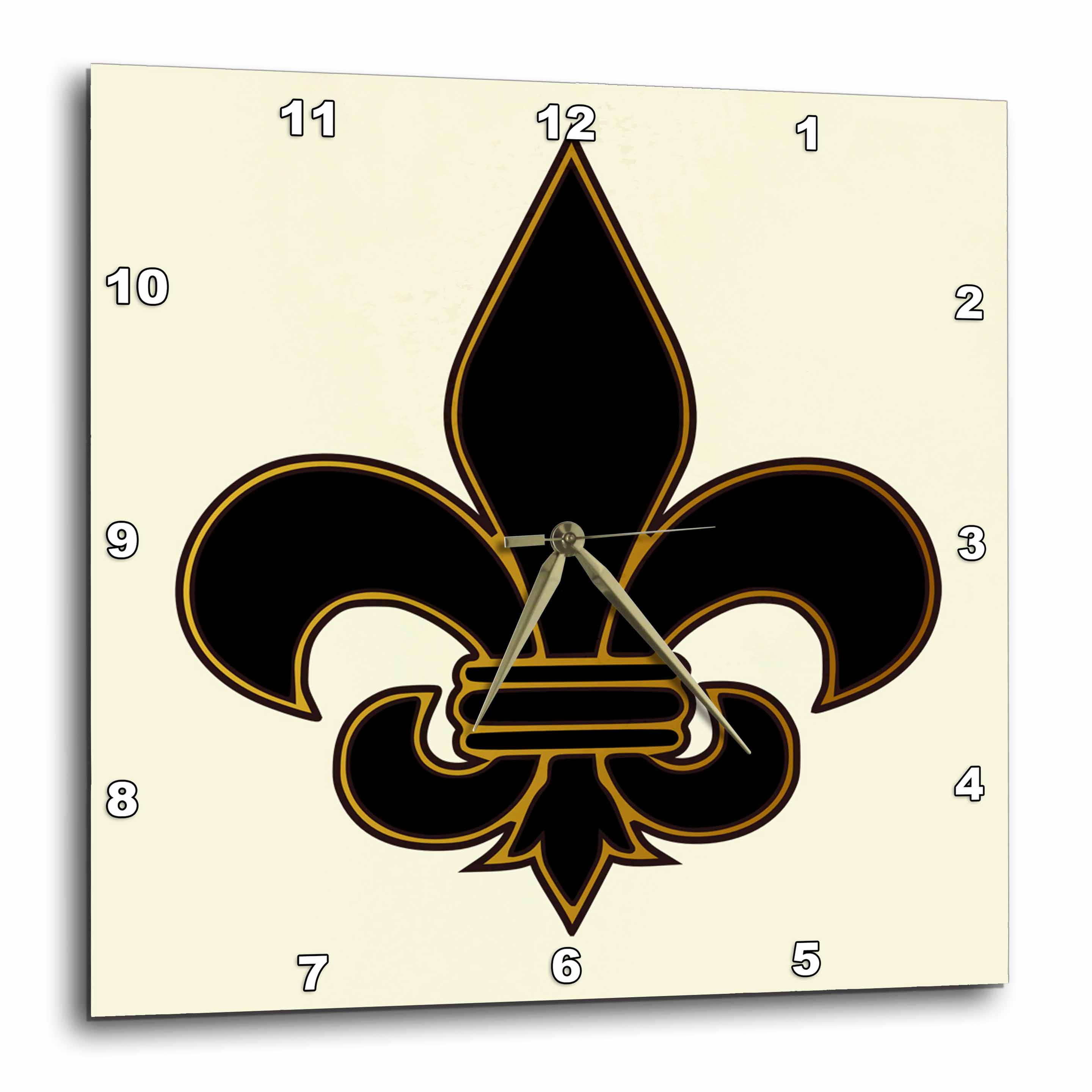 3dRose Large Black and Gold Fleur de lis Christian Saints Symbol Wall