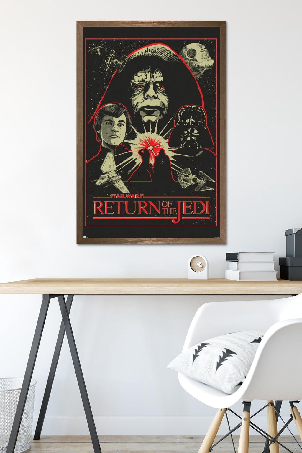 Star Wars: Return of the Jedi - Red Outline Illustration Wall Poster, 22.375" x 34" Framed