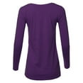 thumbnail image 3 of A2Y Women's Basic Solid Soft Cotton Long Sleeve V-neck Top T-shirt Dark Purple 3XL, 3 of 3
