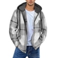 thumbnail image 3 of Flannel Hoodie for Men Dqueduo Men's Flannel Plaid Hooded Long Sleeve Button Front Casual Shirt Jacket, Multiple Styles Black XL, 3 of 6