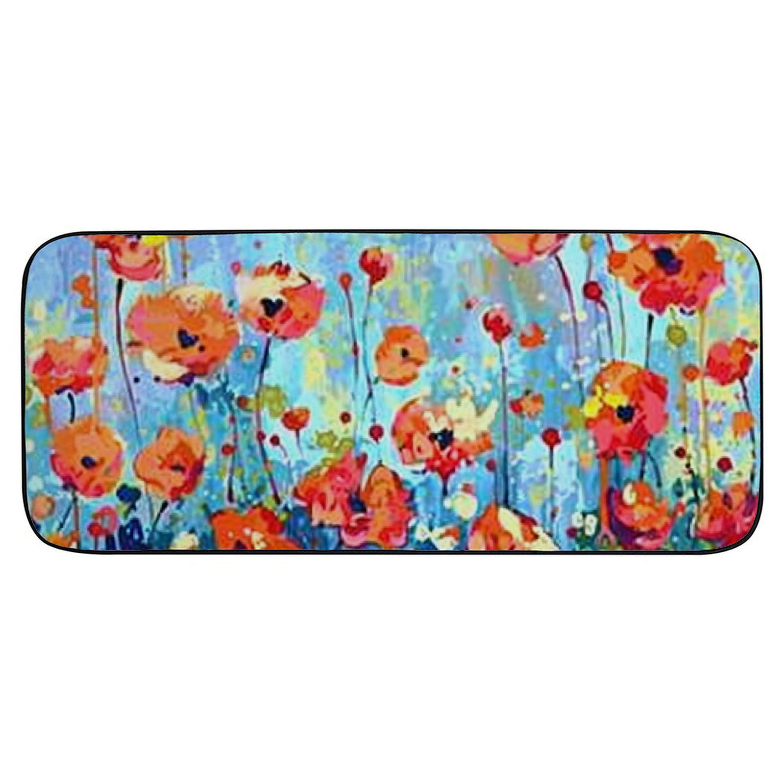 Qinduosi Doormat Abstract Poppy Floral Non-Slip Indoor Entryway Door Mat (Rubber Backing) 19.68*47.24 in