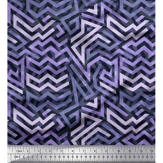Soimoi Moss Georgette Fabric Zig Zag Abstract Fabric Prints by Yard 42 Inch Wide
