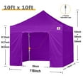 thumbnail image 3 of ABCCANOPY 10 ft x 10 ft Metal Pop-Up Commercial Canopy Tent with walls, Purple, 3 of 8