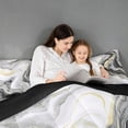 thumbnail image 4 of meiyoeat Modern Marble Art Queen Comforter Set For Women Men,Abstract Swirl Design Comforter Sets Queen For Adults,Black Reversible,3-Piece, 4 of 7