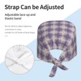 thumbnail image 3 of Yiaed Purple Floral Gingham Check Plaid Print Turban Hat for Women Men Comfortable Adjustable Cleaning Working Cap with Sweatband, 3 of 4