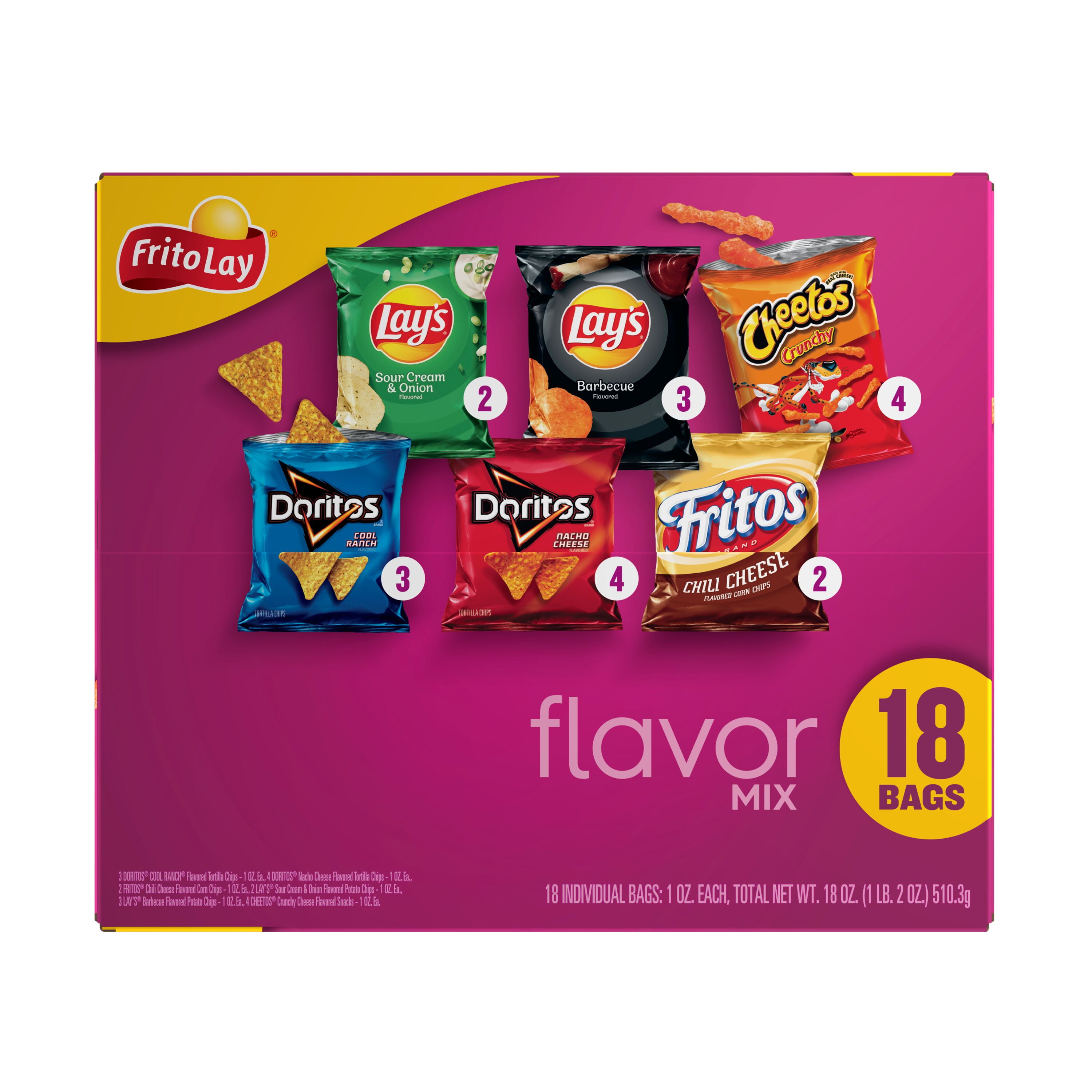 Frito Lay Flavor Mix Chips Variety Pack, 1 oz, 18 Count
