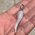 thumbnail image 4 of Real Solid 925 Sterling Silver Italian Horn Cornicello Charm CZ Iced Flooded Out Pendant, 4 of 9