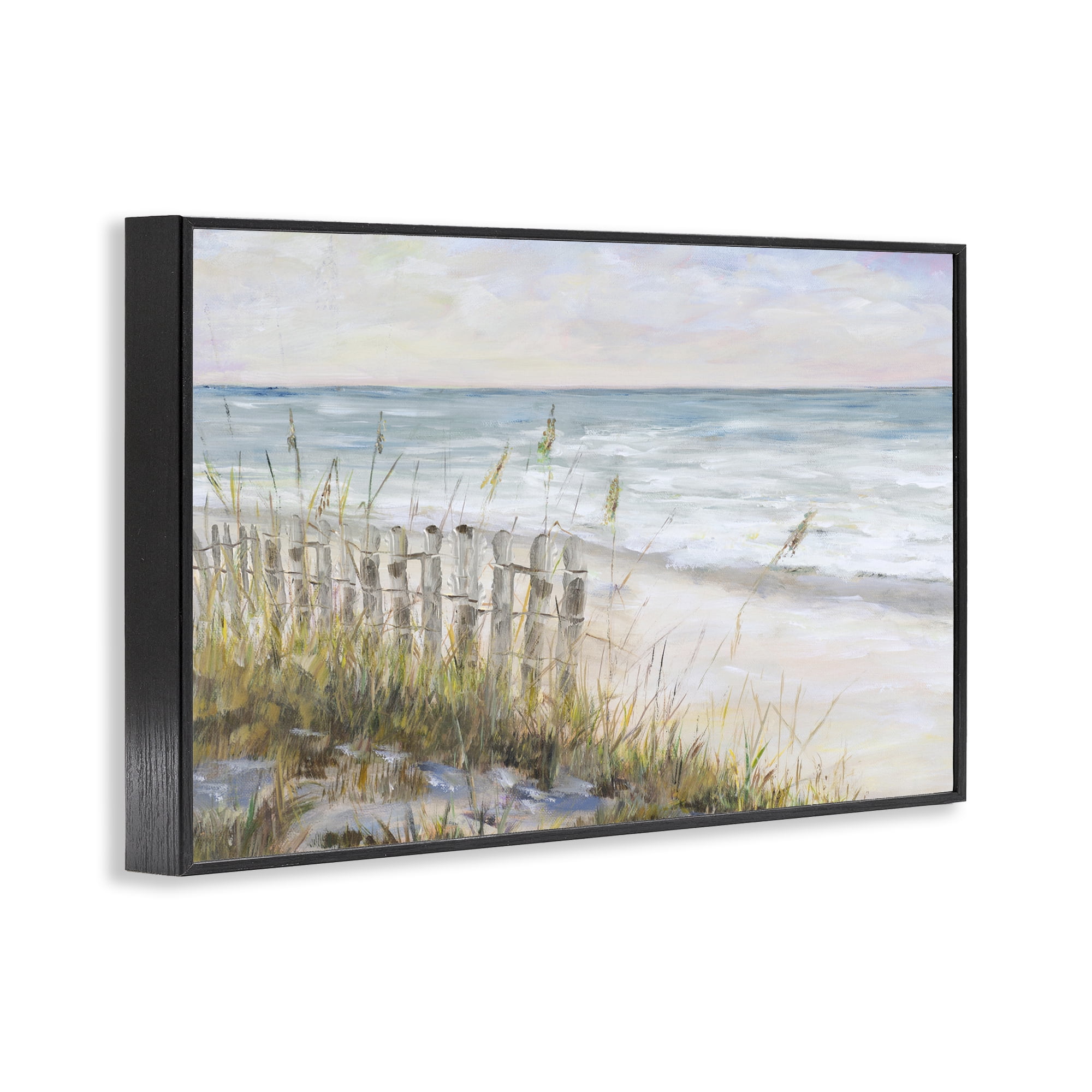 Stupell Industries Beach Tide Pools Landscape Painting Black Framed Art Print Wall Art, 18 x 12