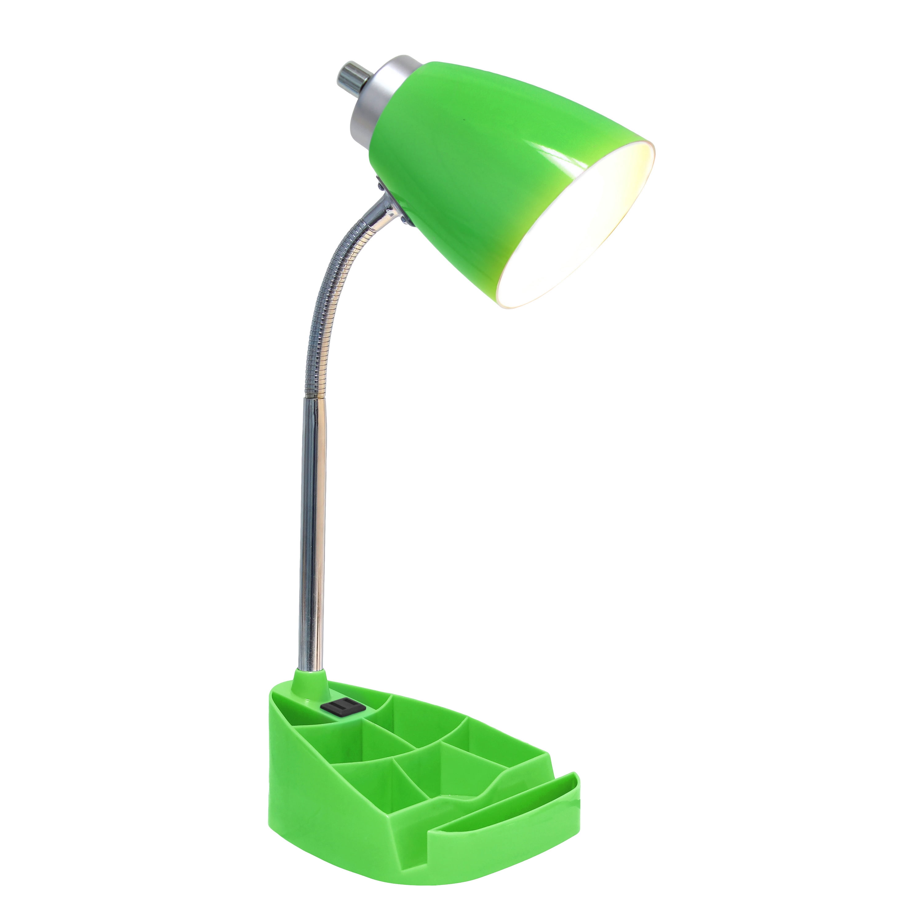 Creekwood Home 18.5" Flexible Coordinating Desk Lamp with Charging Outlet & Storage, Green