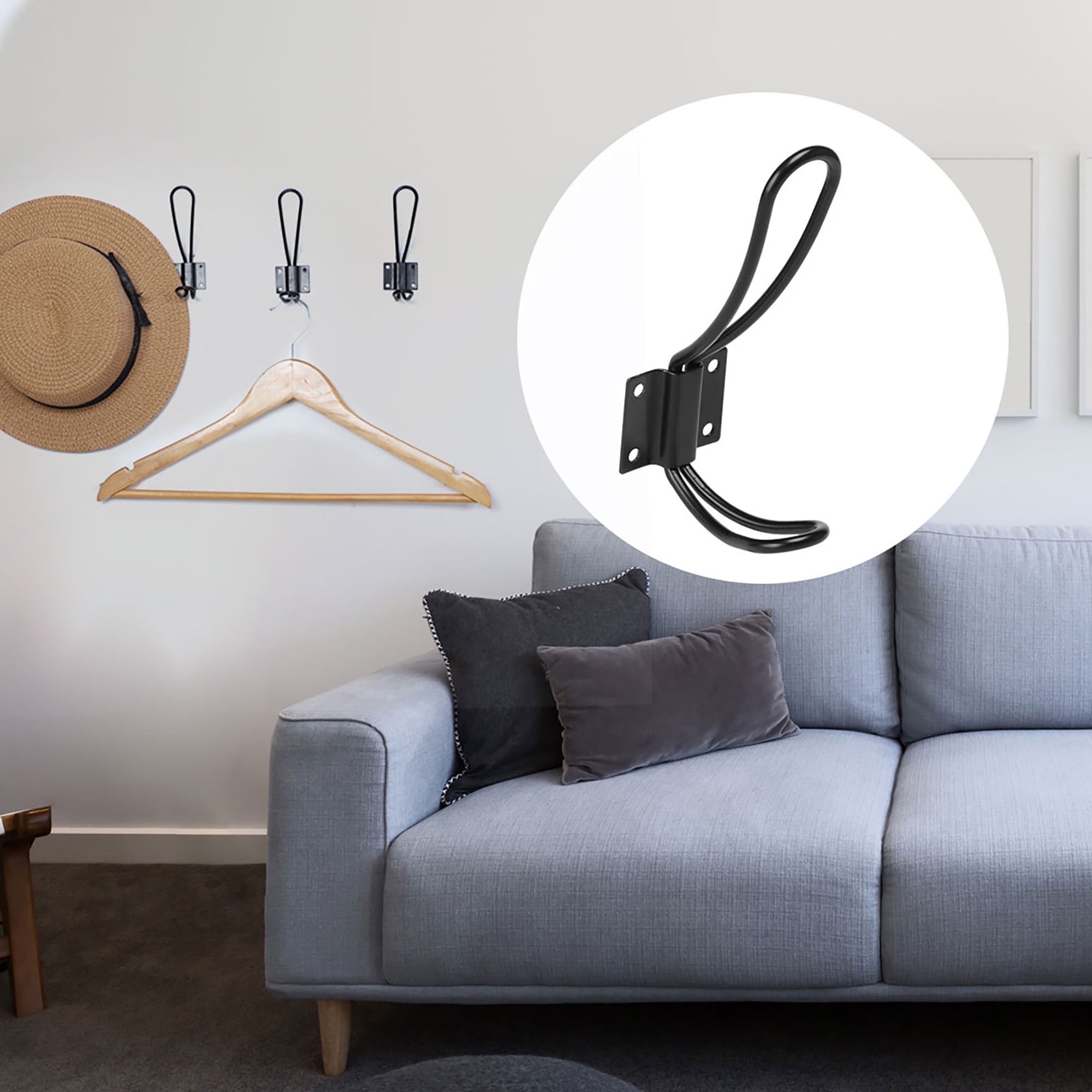 Iron Robe Hooks Wall Hook DIY Closet Hangers Home Storage Holder 2pcs