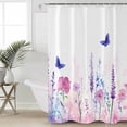 thumbnail image 2 of Small Stall Shower Curtain 36x72 Inch Narrow Half Size Watercolor Flowers Bath Curtains Bathroom Decor Butterfly Lavender Watercolor Spring Waterproof Fabric Shower Curtain Set with Hooks 36 Inch, 2 of 6