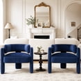 thumbnail image 2 of Pirecart Velvet Accent Chair, Upholstered Barrel Armchair W/ Curved Back & 3 Legs for Living Room, Bedroom, Reading, Blue, 2 of 11
