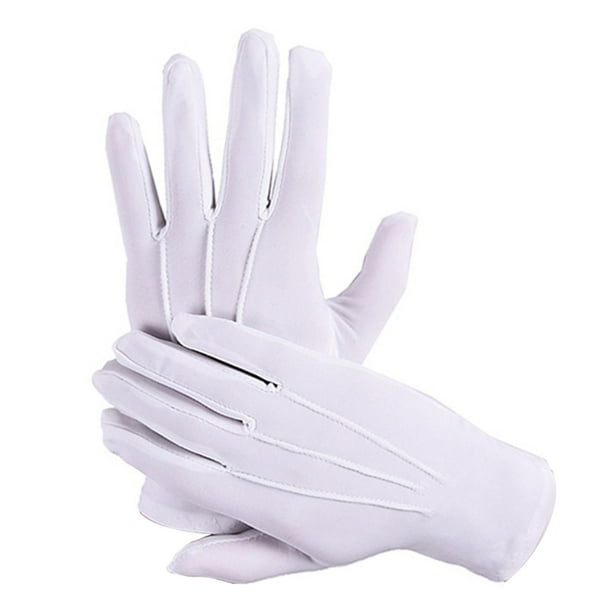 Guantes finos blancos, guantes finos blancos, guantes de conducción elásticos, guantes ceremoniales blancos, uso conveniente