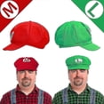 thumbnail image 3 of Gorros y gorras de Mario y Luigi para disfraces de cosplay - Bigotes, guantes y botones de Super Mario Bros., 3 of 5