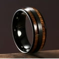 thumbnail image 2 of King Will Nature 8mm Mens Domed nature Koa Wood Inlay Black Tungsten Carbide Ring Wedding Band Comfort Fit Size 11, 2 of 7