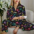 thumbnail image 6 of Uemuo Colorful Palms Pattern Womens Pajama Sets,PJ Set for Women,Pajamas for Women Logo,Long Sleeve Pajama Set for Women,Soft Long Sleeve Top With Pants-Small, 6 of 9