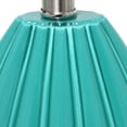 thumbnail image 3 of Southwestern Table Lamp - Pleated Teal Glass Shade - Living Room Bedroom Decor, 3 of 5