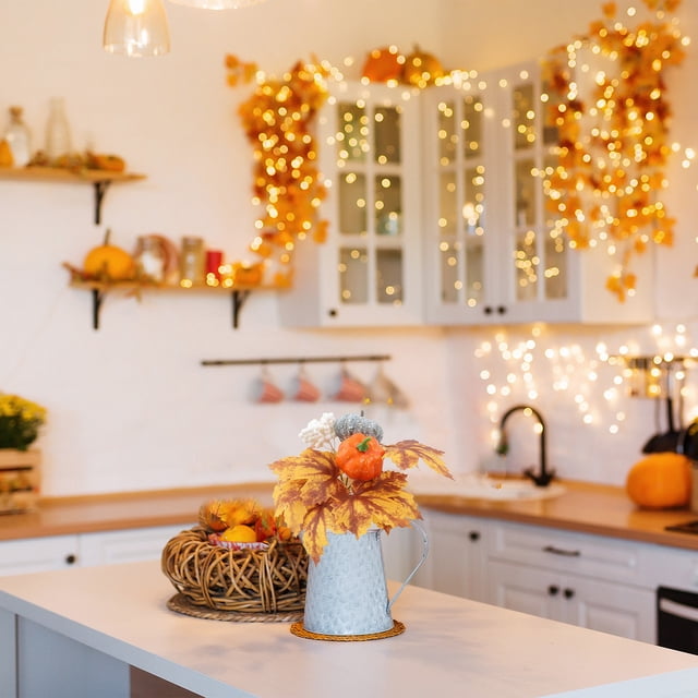 Home Decorations Danhjin Artificial Maple Leaf Pumpkin Bouquet Halloween Decorations Maple Leaf Fall Bouquet Thanksgiving Table Decorations Home Decor