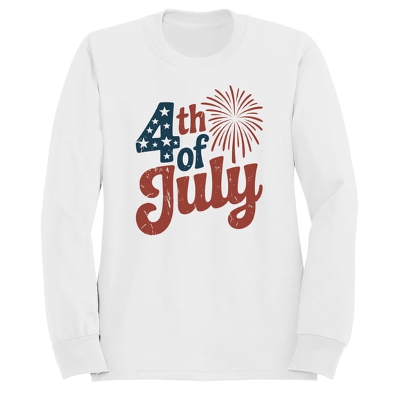 Smartprints 4th of July Fireworks Retro Women's Sweatshirt, White, S