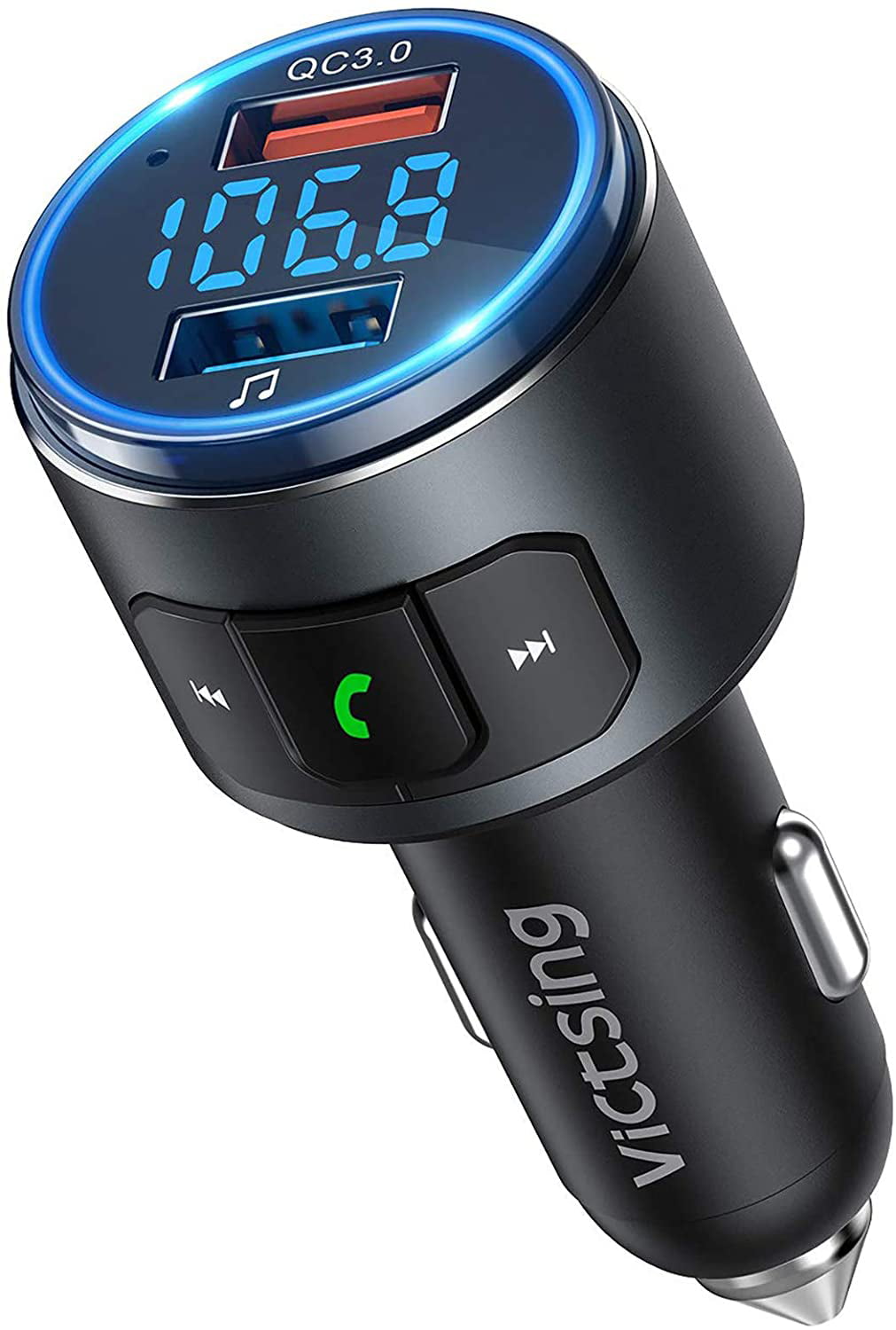 VicTsing V5.0 Bluetooth Transmitter for Car, QC3.0 & LED Backlit Wireless Bluetooth Radio Adapt
