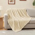 thumbnail image 6 of SoComfy by Bedelite Beige 3D Checkered Fleece Throws, 80"x60", 6 of 8
