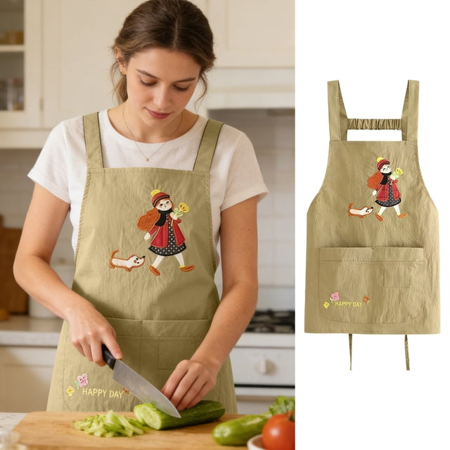 Lunxisen 3 Pcs Waterproof Kitchen Apron for Adults Cooking Stain Resistant Chef Smock Workwear Home Dining Prep