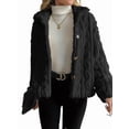 thumbnail image 3 of Jackets for Women Long Sleeve Comfy Warm Button Down Zip Up Stand Collar Plus Size Winter Clothing Black XS, 3 of 8