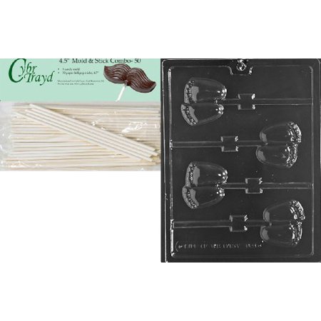 Baby Feet Lollipops - Cybrtrayd 45St50-B065 Chubby Baby Feet Lolly Chocolate Candy Mold with 50-Pack 4.5-Inch Lollipop Sticks