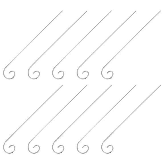 Pawsdot 10Pcs Silver Shepherd Hooks for Garden Plants Metal Weather Resistant Rods