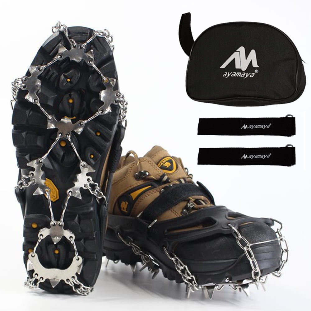 Crampons Ice Cleats for Shoes and Boots, AYAMAYA [Upgraded] 24 Spikes