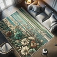 thumbnail image 4 of Ambesonne Botanical Decorative Rug Carpet, Autumnal Dramatic Floral, 4' X 5' 5", Teal Green and Brown, 4 of 5