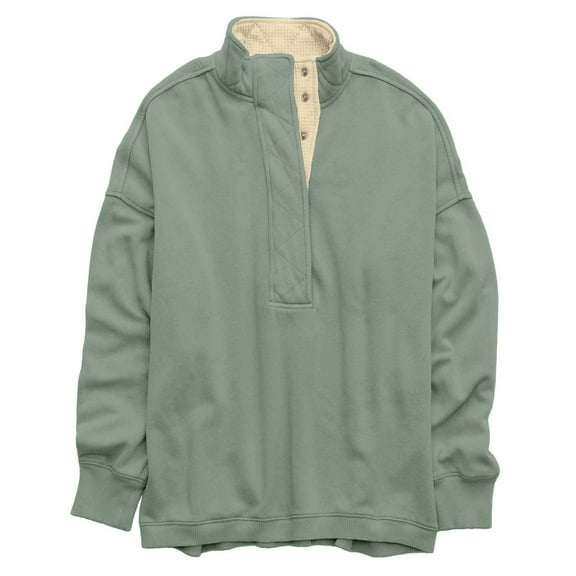 Oversized Sweatshirt for Women Casual Solid Long Sleeve Button Henley Neck Pullover Top Fashion Fall Winter Outfits