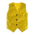 thumbnail image 3 of TSSOE Kids Girls Boys Glittery Sequined Vest Jacket Hip-Hop Street Dance Wear Stage Performance Gold&Yellow 130, 3 of 5