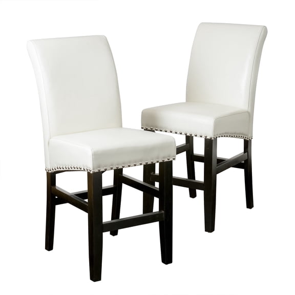Angela Bonded Leather Counter Stool, Set of 2, Ivory